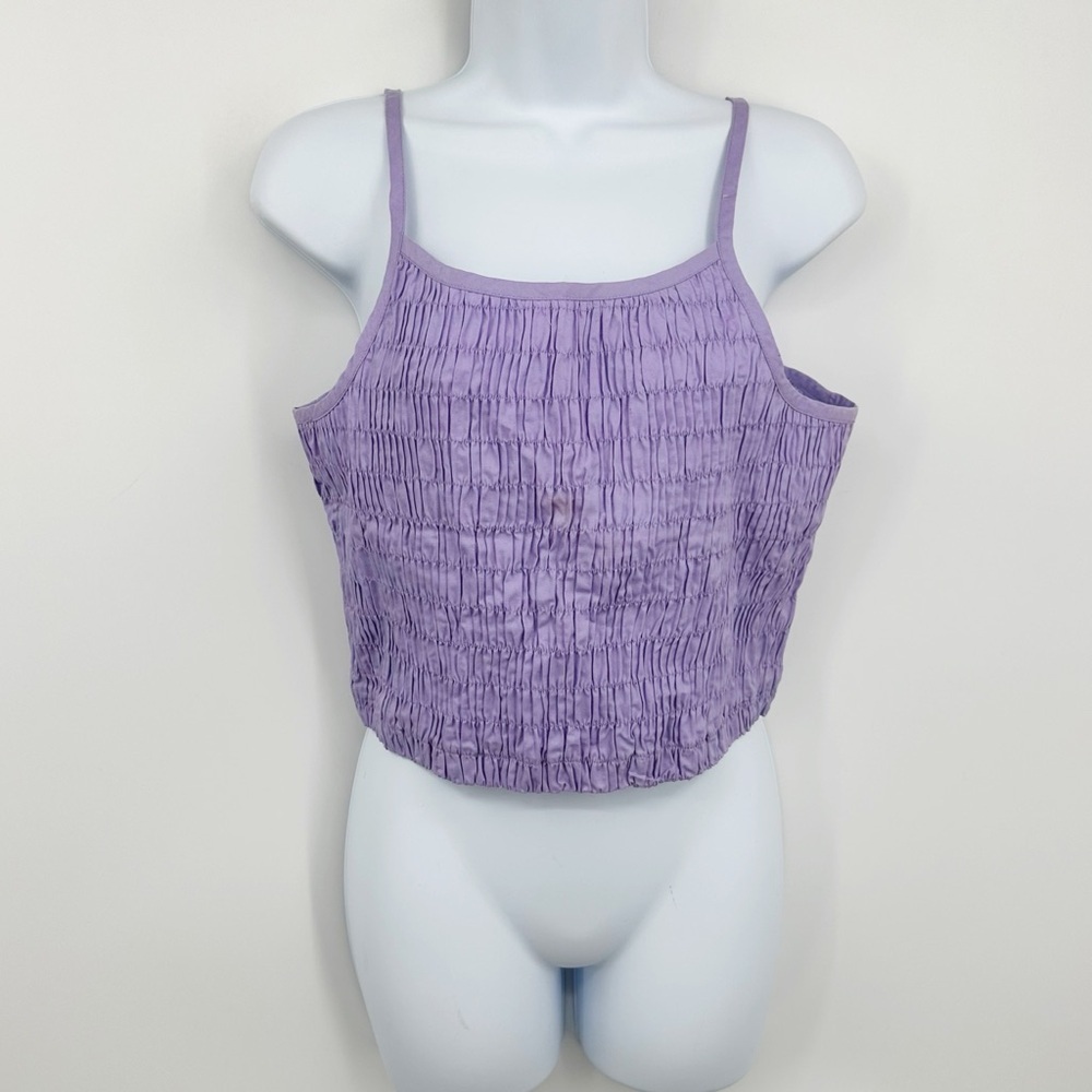 Vintage Y2K Purple Scrunched Cropped Tank Top Size Medium Early 2000s Fairy